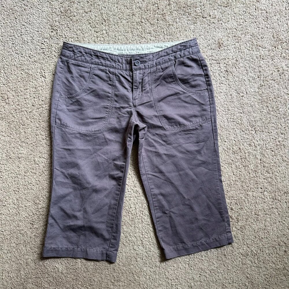 North Face Shorts Womens 4 (30x16) Linen Blend Capri Grey Pockets Hiking